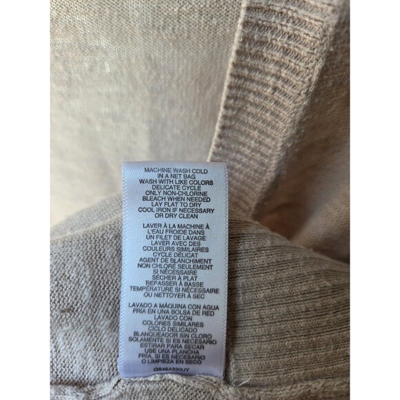 Michael Kors Beige Button Up Long Sleeve Sweater with Roll Tab Sleeves, Large - Picture 5 of 8